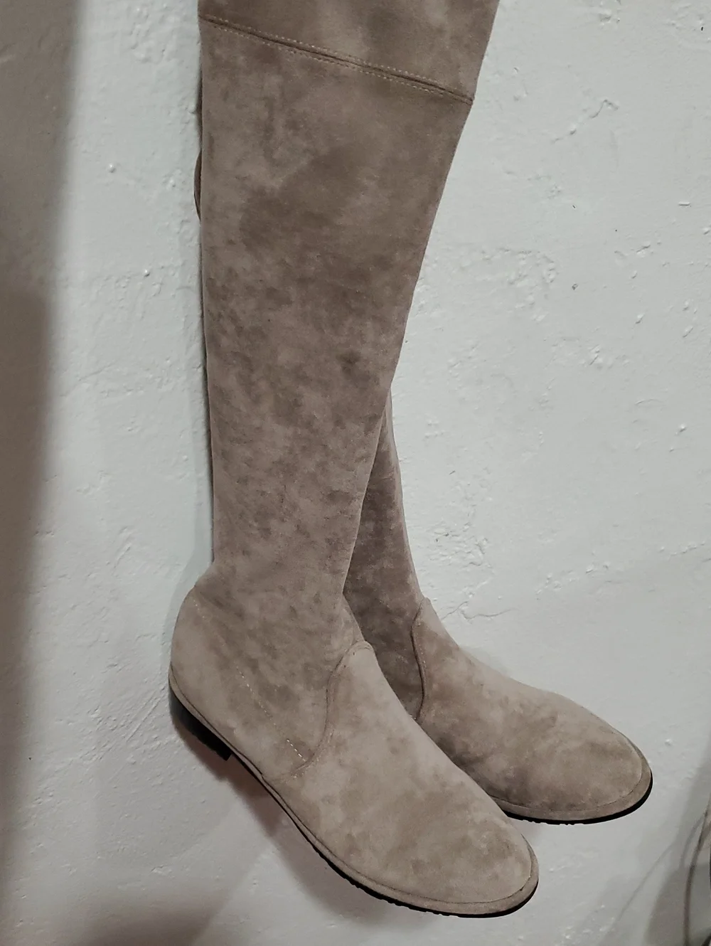 Stuart Weitzman Lowland Suede Over-The-Knee Boots - Taupe/Beige Size 39